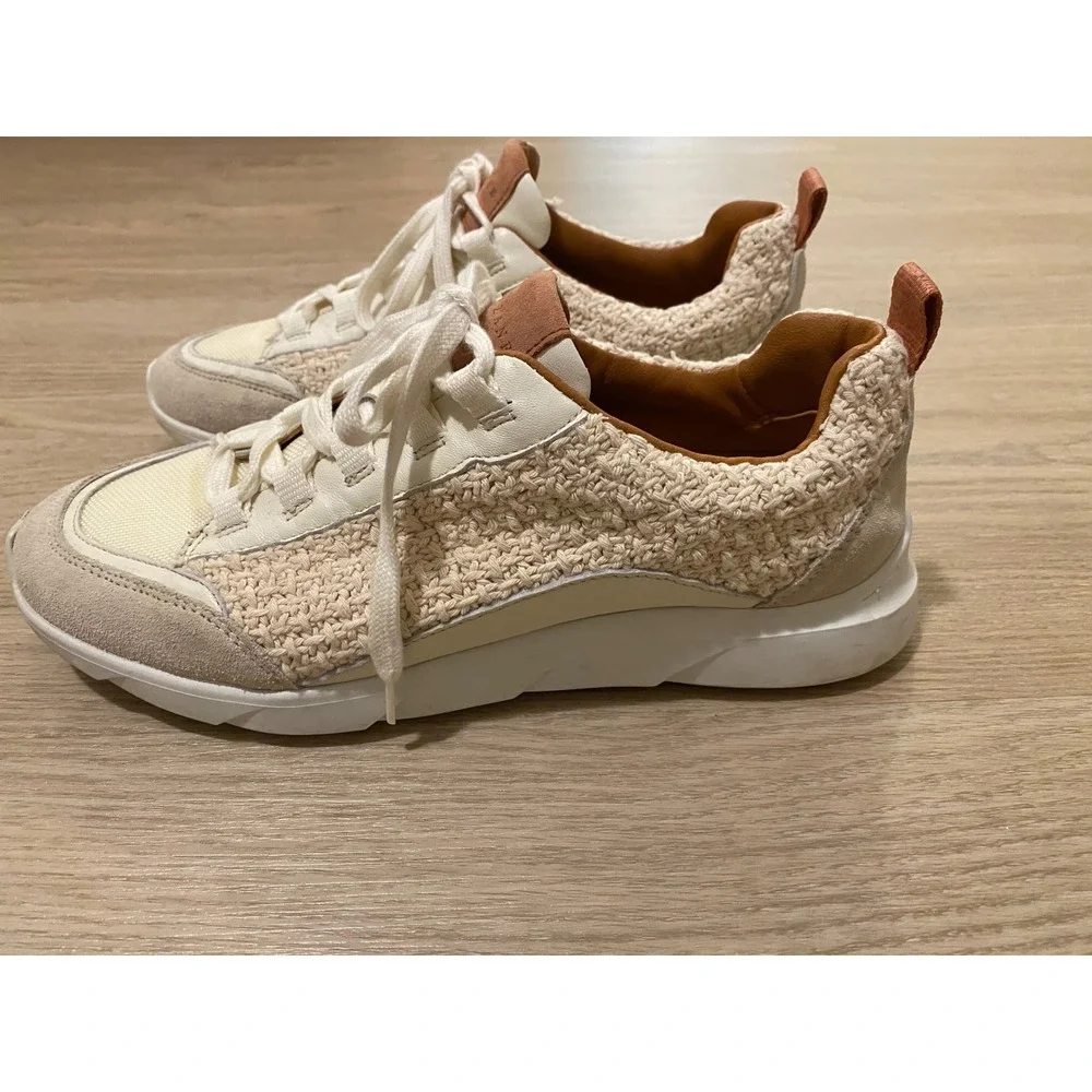 Sezane Sama‎ Sneakers 40 US 9 Ecru Multi Woven Crochet Suede Shoes Preppy Boho